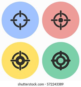 Target vector icons set. Black illustration isolated for graphic and web design.