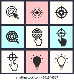 Target vector icons set. Illustration isolated for graphic and web design.