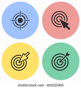 Target vector icons set. Illustration isolated for graphic and web design.