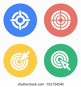 Target vector icons set. White illustration isolated for graphic and web design.