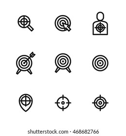 Target vector icons. Simple illustration set of 9 target elements, editable icons, can be used in logo, UI and web design