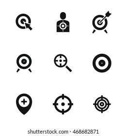 Target vector icons. Simple illustration set of 9 target elements, editable icons, can be used in logo, UI and web design