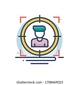 Vektorillustration.  Umriss-Symbol für Start und Neuer Betrieb gefüllt. 