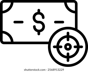 Target Vector Lineal Icon On White Background.