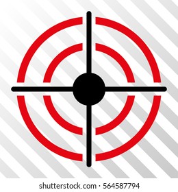 Target vector pictograph. Illustration style is flat iconic bicolor intensive red and black symbol on a hatched transparent background.