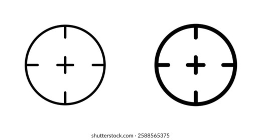 Target vectors icons set in filled and strokes on white background