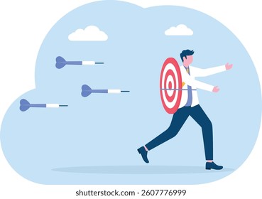 target victim Young businessman running with target,

