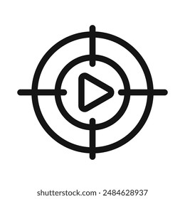 target video icon Black line art vector