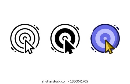 Target visitor icon. With outline, glyph, and filled outline styles