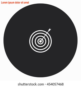 Target web icon. Gray circle button with white illustration.