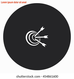 Target web icon. Gray circle button with white illustration.