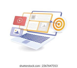 Target website content management flat illustration concept