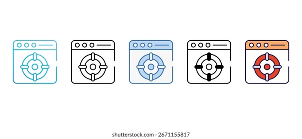 Diseño de icono de Sitio web objetivo con fondo blanco