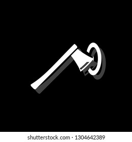 Target. White flat simple icon with shadow