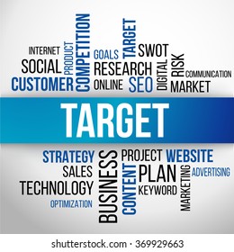 Target Word Cloud, business Concept Background Vector