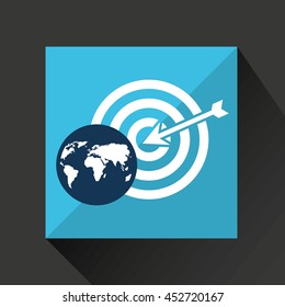 target in a world map icon, vector illustration