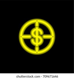 Target yellow glowing neon ui ux icon. Glowing sign logo vector