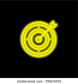 Target yellow glowing neon ui ux icon. Glowing sign logo vector