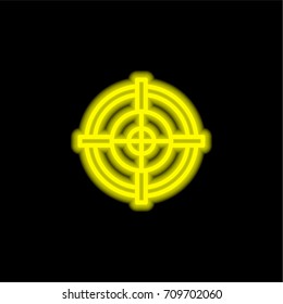 Target yellow glowing neon ui ux icon. Glowing sign logo vector