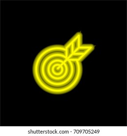 Target yellow glowing neon ui ux icon. Glowing sign logo vector