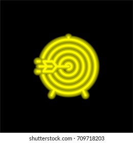 Target yellow glowing neon ui ux icon. Glowing sign logo vector