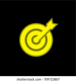 Target yellow glowing neon ui ux icon. Glowing sign logo vector