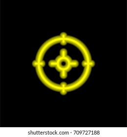 Target yellow glowing neon ui ux icon. Glowing sign logo vector