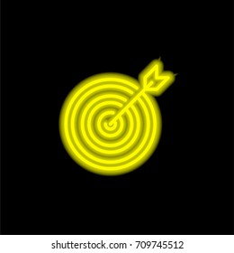 Target yellow glowing neon ui ux icon. Glowing sign logo vector