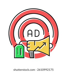 targeted ads social media color icon vector. targeted ads social media sign. isolated symbol illustration