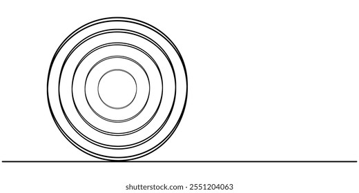 Targeted Advertising Continuous Line Editable Icon, Continuous Line Drawing of Targeting Icon. Hand Drawn Symbol Vector Illustration, abstract line art illustration of archery target symbol, Line.