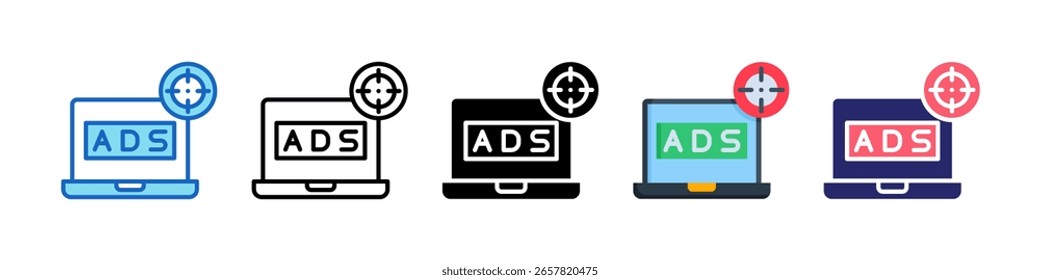 Targeted Advertising Icon Multiple Style Set Collection.