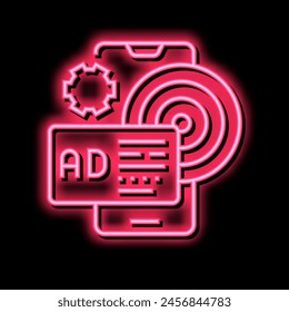targeted advertising neon light sign vector. targeted advertising sign. isolated symbol illustration