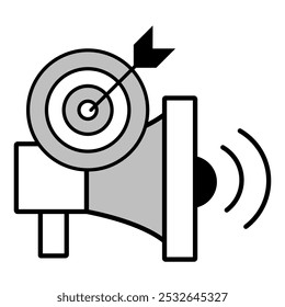 Targeted Broadcast Icon. Goal-Oriented Communication Symbol – Vector Illustration for Media and Strategy Concepts