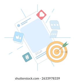 Targeted content concepts. Social media engagement ideas. Social media and digital marketing, Growth of likes, comments and online followers. Content that grabs attention and customer engagement.