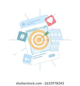 Targeted content concepts. Social media engagement ideas. Social media and digital marketing, Growth of likes, comments and online followers. Content that grabs attention and customer engagement.