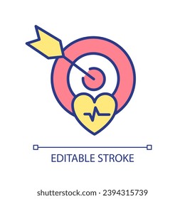 Targeted delivery of medications RGB color icon. Improved treatment of cardiovascular system. Choose right pharmacy. Isolated vector illustration. Simple filled line drawing. Editable stroke