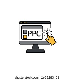 Targeted Digital Advertising Featuring a Pay Per Click Icon for Online Marketing Strategy