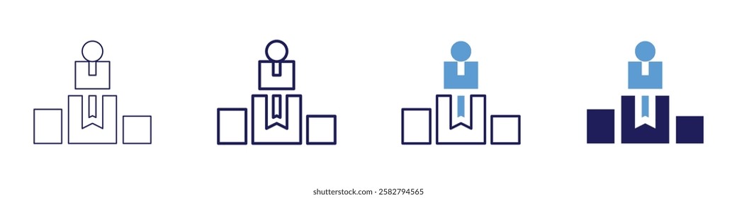 Targeted goal setting icon in 4 different styles. Thin Line, Line, Bold Line, Duotone. Duotone style. Editable stroke.