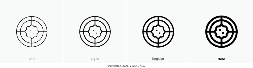 targeted icon. Thin, Light Regular And Bold style design isolated on white background