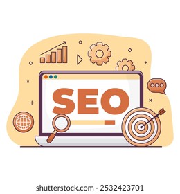 Targeted Keywords for SEO Illustration. Specific Words Selected to Attract Relevant Search Traffic and Improve Search Engine Rankings for Web Content. Isolated on White Background