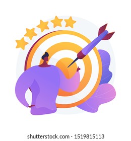 Targeted marketing. Business precision isolated flat design element. Businessman ambitions, goals, opportunities. Performance efficiency. Vector isolated concept metaphor illustration