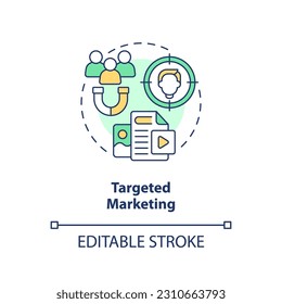 Targeted marketing concept icon. Customer experience. Business strategy. Micro community. People connection abstract idea thin line illustration. Isolated outline drawing. Editable stroke