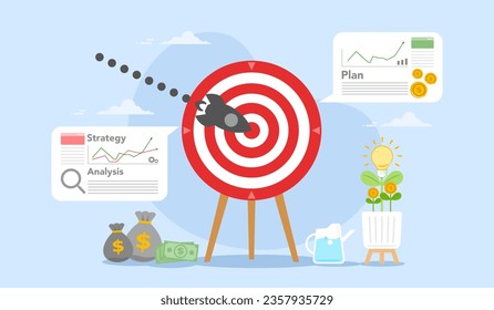 Targeted marketing ideas, Online business infographic, Financial investment chart, graph or grid on computer, Startup business for success or leadership and professional, Business goals presentation.