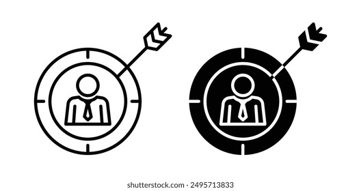 targeted marketing vector icon set in black color.