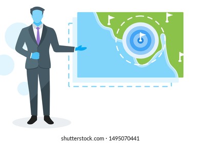 Targeted Marketing vector illustration design with stylish man in suit. A professional business and company element.  Can be used for web and mobile development. Suitable for infographic