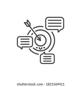 Targeted messaging line black icon. SMM promotion. Sign for web page, mobile app, button, logo. Vector isolated element. Editable stroke
