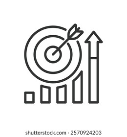 Targeted performance, icon in line design. Targeted performance, performance optimization on white background vector. Targeted performance editable stroke icon