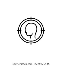 Ícone de estrutura de tópicos de perfil de destino focaliza o objetivo Headhunt