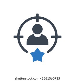 Targeted Profile Star Icon On White Background