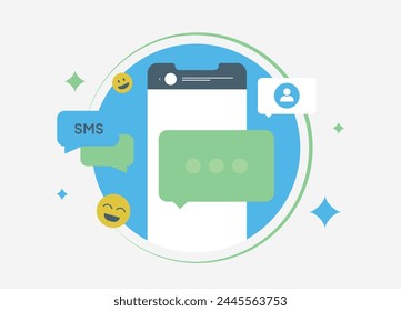 Targeted SMS mailings icon. Personalized SMS campaigns for effective mobile marketing. Personalized Geo-targeted SMS campaigns for small businesses. Vector illustration with icons on white background